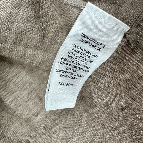 Cynthia Rowley Size Medium Sweater Brown Extra fine Merino Wool Asymmetrical Hem - Picture 7 of 7